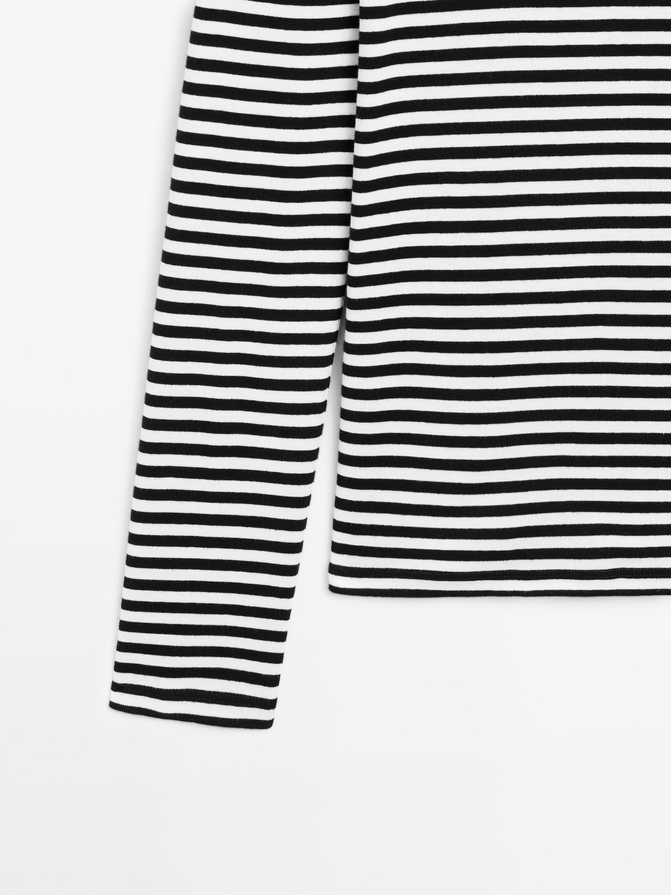 Striped long sleeve T-shirt with contrast detail
